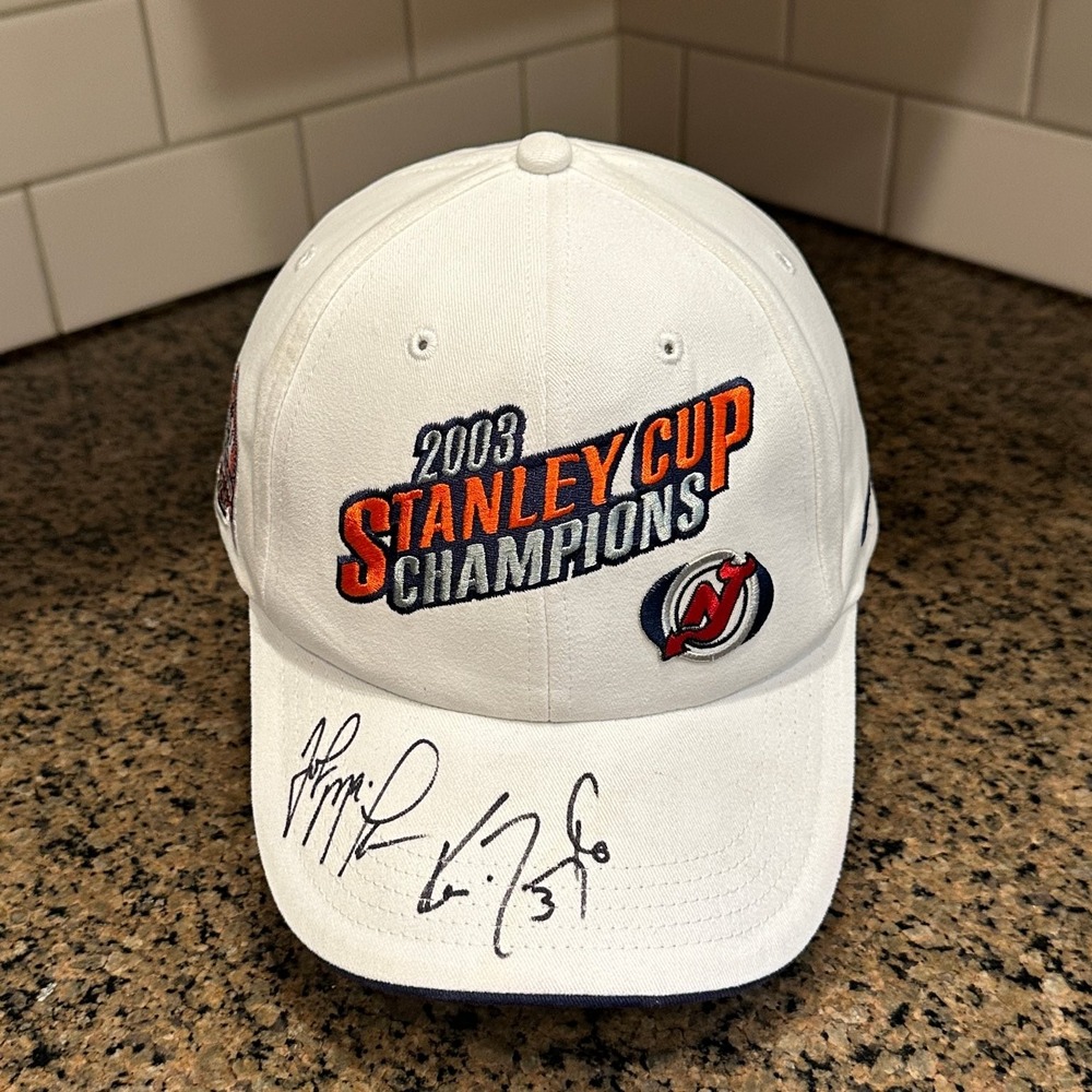 New Jersey Devils Nike 2003 Stanley Cup Champions Hat Daneyko MacLean Signed